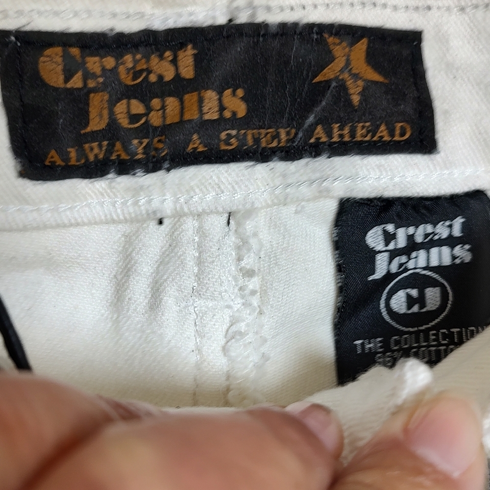 Crest Women's White Jeans with Black Embroidery Western Style - Picture 7 of 13